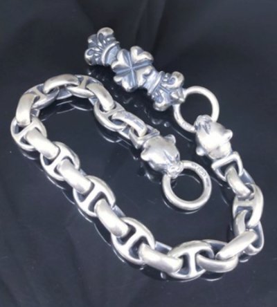 Photo1: 4Heart Crown Keeper With 2Swivel Panthers & H.W.O & Anchor Links Wallet Chain