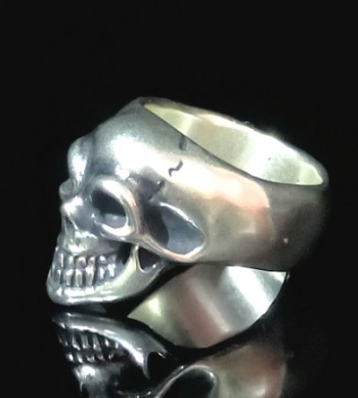 Photo2: Old Single Skull Full Head Ring