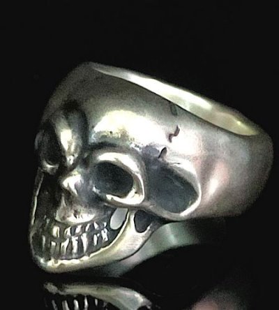Photo1: Old Single Skull Full Head Ring
