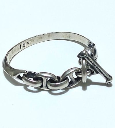 Photo2: Half Panther Triangle Wire With H.W.O & Smooth Anchor Chain Bangle Bracelet