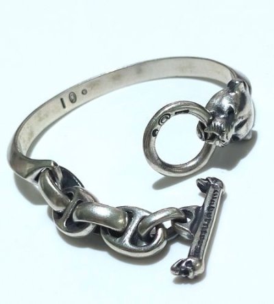 Photo1: Half Panther Triangle Wire With H.W.O & Smooth Anchor Chain Bangle Bracelet