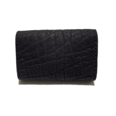 Photo2: Elephant Leather Coin Card Case (Skull Button,Elephant Liner)