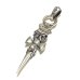 Photo3: Half Triple Skull Dagger With Crown Round Bottom Pendant