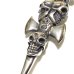 Photo7: Half Triple Skull Dagger With Crown Round Bottom Pendant