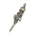 Photo1: Half Triple Skull Dagger With Crown Round Bottom Pendant (1)