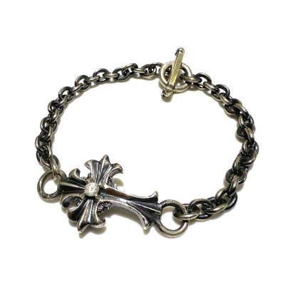 Photo2: Diamond With Grooved Cross & 6Chain Bracelet