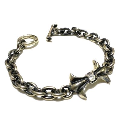 Photo2: Diamond With Gothic Grooved Flare & 7Chain Bracelet