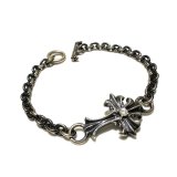 Diamond With Grooved Cross & 6Chain Bracelet