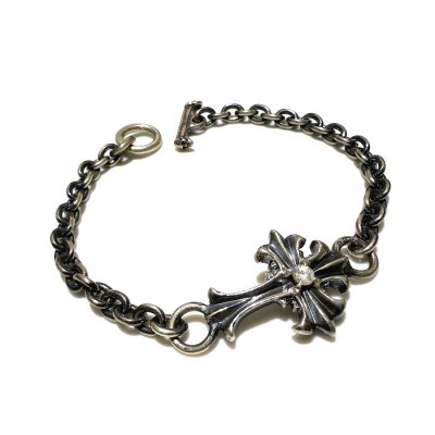 Photo1: Diamond With Grooved Cross & 6Chain Bracelet