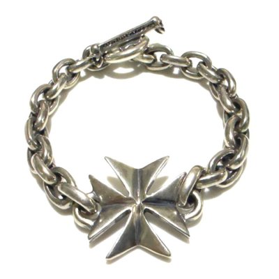 Photo1: Maltese Cross & Half Small Oval Links Bracelet