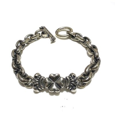 Photo1: 1/8 4Heart Crown & Half Small Oval Chain Bracelet