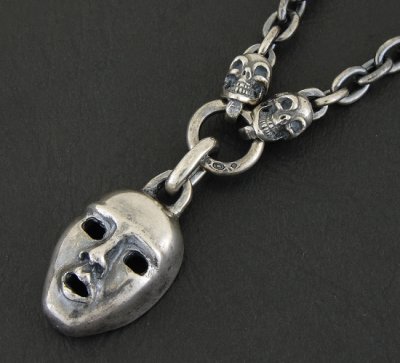 Photo2: Face With 2 Quarter Skull & 7Chain Necklace