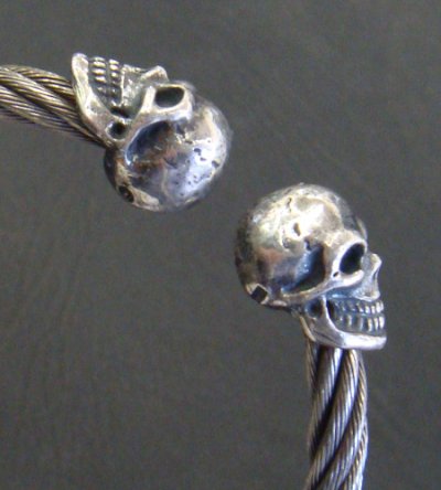 Photo5: Half Skull Cable Wire Bangle