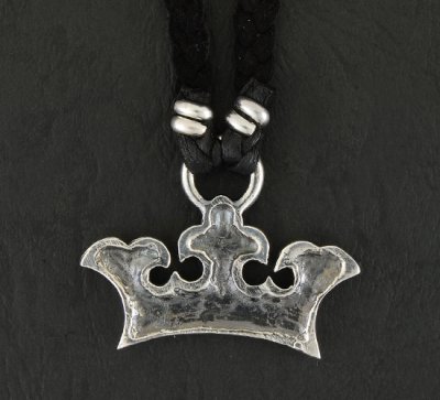 Photo4: Large Crown With Half braid leather necklace