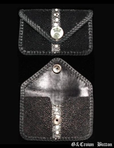 Photo1: Stingray Skin Multi Spine(Black) Card Case