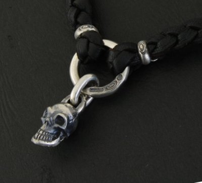 Photo5: Skull braid leather necklace