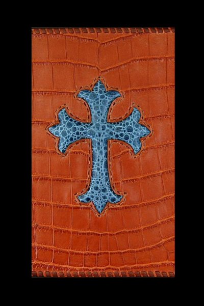 Photo2: Frog Cross Inlay Crocodile(Belly) Long Wallet