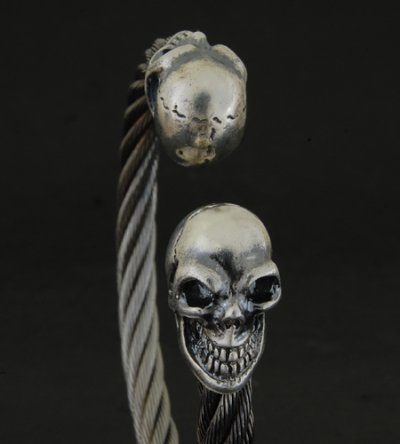 Photo2: Skull Cable Wire Bangle