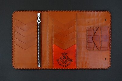 Photo4: Frog Cross Inlay Crocodile(Belly) Long Wallet