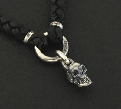 Photo4: Skull braid leather necklace