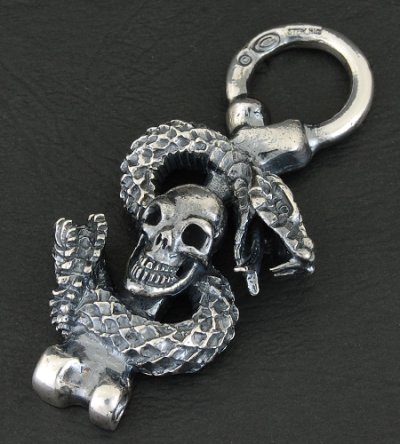 Photo3: Skull On Snake Pendant