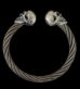 Photo1: Skull Cable Wire Bangle (1)