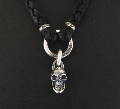 Photo2: Skull braid leather necklace