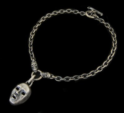 Photo1: Face With 2 Quarter Skull & 7Chain Necklace