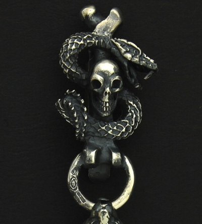 Photo2: Skull On Snake&Lion Chiseled Anchor Links Key Keeper