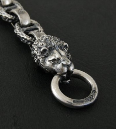 Photo2: Half Lion With H.W.O & Chiseled Anchor Links Bracelet