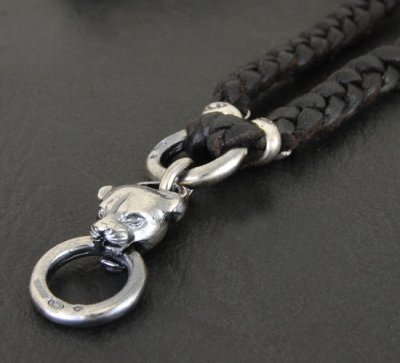 Photo3: Quarter Panther & braid leather necklace