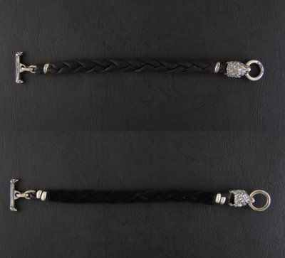 Photo2: Half Lion Wide Lacing braid leather bracelet