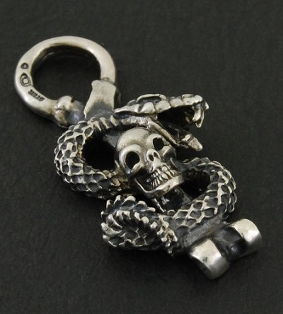 Photo2: Quarter Skull On Snake Pendant