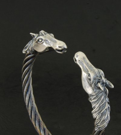 Photo2: Horse Cable Wire Bangle