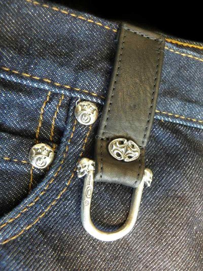 Photo5: Gaboratory Reinforced Jeans with Stingray inlay Cow hide pocket