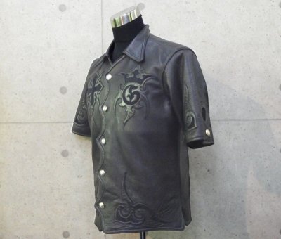 Photo2: Gaboratory Tribal Leather Shirt (Short sleeve)