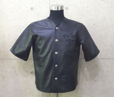 Photo1: Gaboratory Tribal Base Ball Leather Shirt