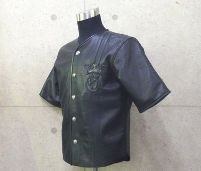 Photo2: Gaboratory Tribal Base Ball Leather Shirt