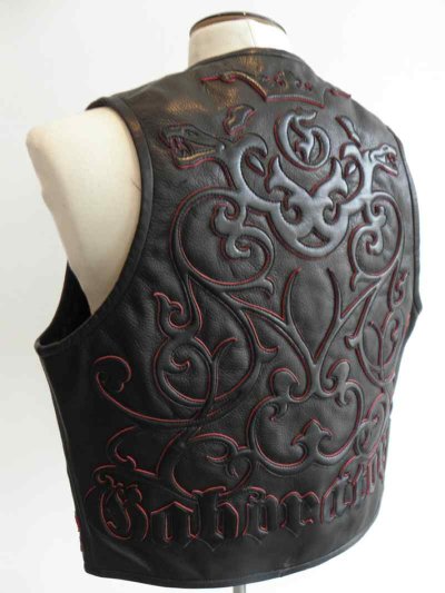 Photo1: Gaboratory Tailored Leather Vest (Tribal art work)