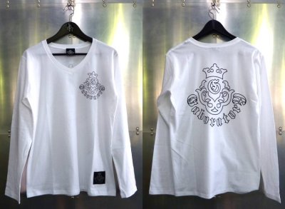 Photo1: Atelier mark V-neck T-Shirt [White]