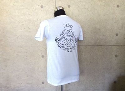 Photo4: Atelier mark V-neck T-shirt [White/Outline]