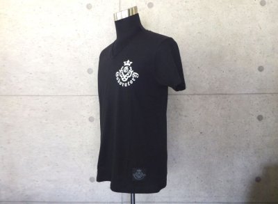 Photo3: Triple Skull V-neckT-shirt [Black]