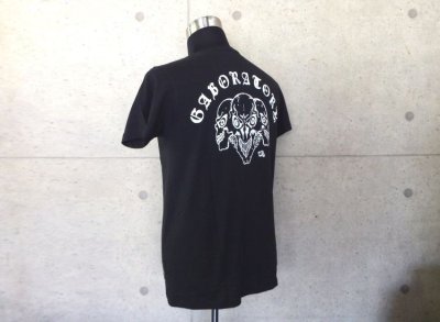 Photo4: Triple Skull V-neckT-shirt [Black]