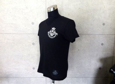 Photo2: Atelier mark V-neck T-shirt [Black]