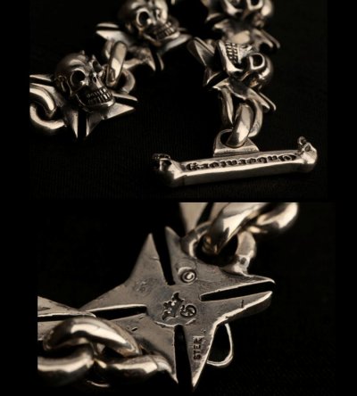 Photo4: Skull On Maltese Cross Links Bracelet