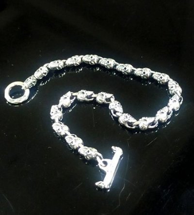 Photo1: 1/32 All Skulls Link Bracelet