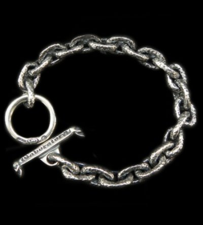 Photo1: Textured Small Oval Chain Link Bracelet