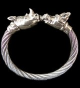 Rhinoceros & Boar Cable Wire Bangle