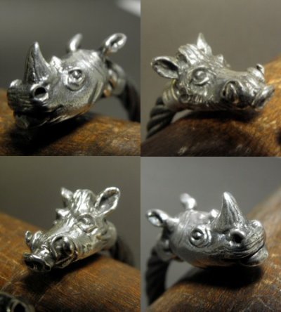 Photo4: Rhinoceros & Boar Cable Wire Bangle