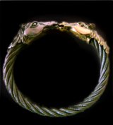 18k Gold & Silver Horse Cable Wire Bangle